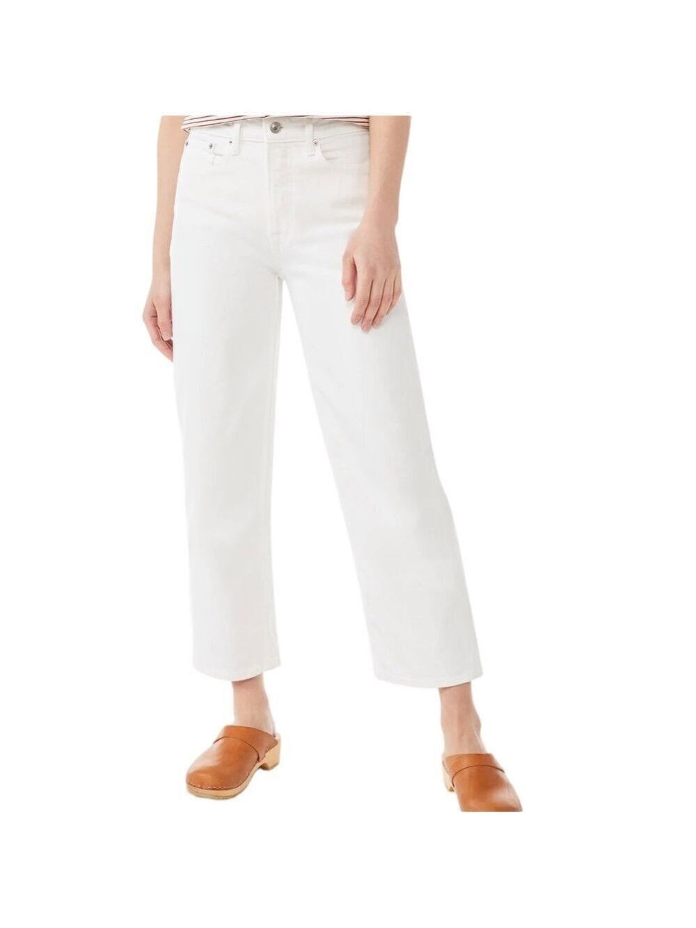 Wide leg Jeans White Size 6 Short Free Assembly